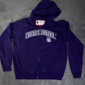 Vintage Embroidery Northwestern University Wildcats Zip Hoodie Sweatshirt XL